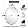 thumbnail image 2 of Open Box Moon Mirror Modern 22x30In Oval Wall Mounted Mirror, Matte Black, 2 of 7