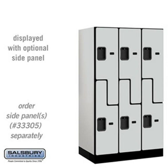 Salsbury 12 in. x 5 ft. x 21 in. 3 Wide Double Tier S Style Designer Wood Locker - Gray