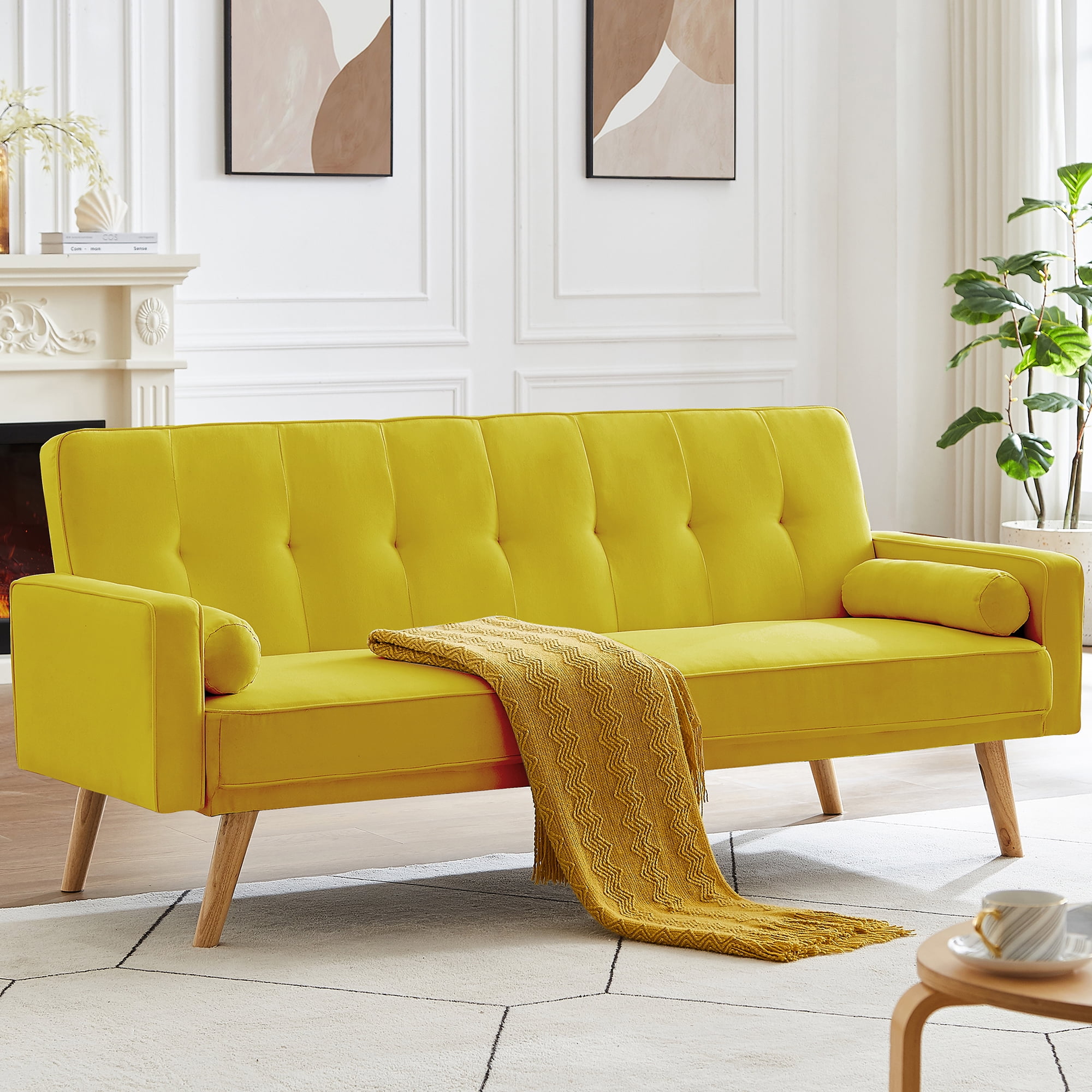 SYNGAR Couches for Living Room, Linen Upholstered Convertible Sofa Bed