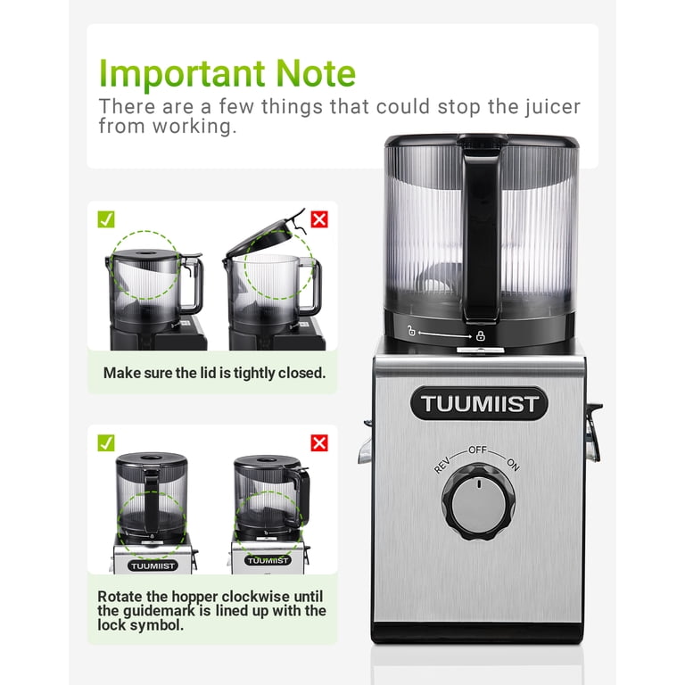 TUUMIIST Cold Press Juicer Machines, 6.5'' Large Feed Chute, High