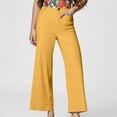 thumbnail image 5 of XFLWAM Twill Stretch Cropped Wide Leg Pants for Women Business Casual High Waist Chino Pants Office Work Ankle Jeans with Pocket Yellow XXL, 5 of 9