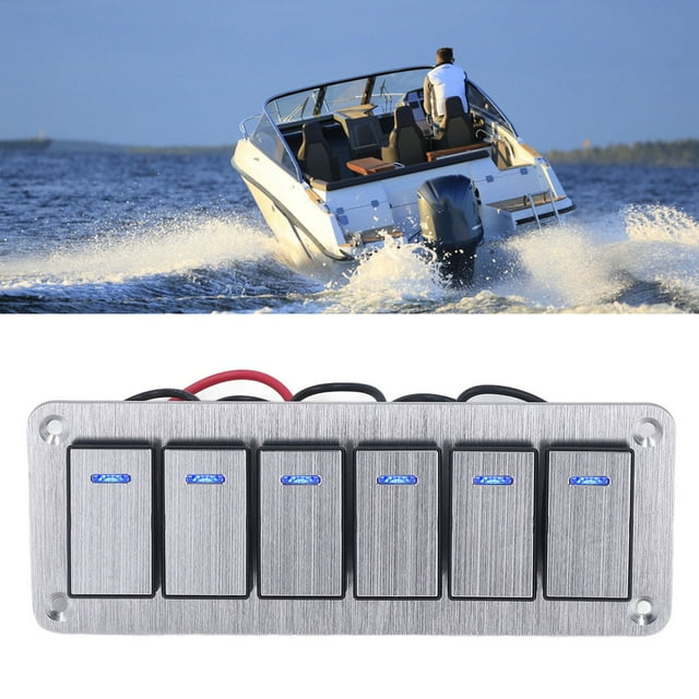 Panneau de Commutation LED Bleu, Panneau de Commutation à Bascule Étanche 12V-24V 5 Broches Précâblé pour RV UTV