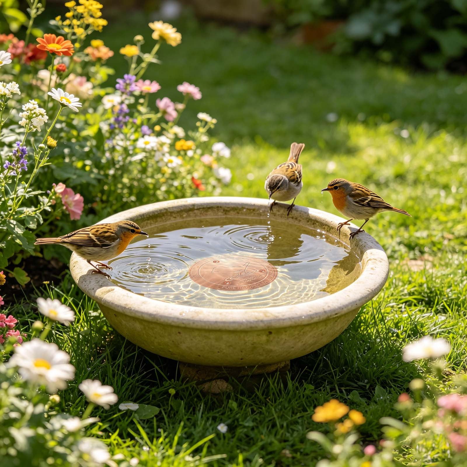 Copper Bird Basin Outdoor Bird Bath Disc Feeder Cleaning Tray Brass Water Pool Accessory Protective Coated Cleanser Wild Bird Daily Care Gear ,B - 10X10Cm