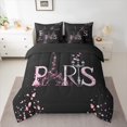 thumbnail image 2 of Feelyou Eiffel Tower Pink Twin Bedding Sets 7-Piece, Romantic Paris Bedding Comforter Set, Fashion Cherry Blossoms Reversible Sheet Sets, Luxury Bedroom Decor, 2 of 7