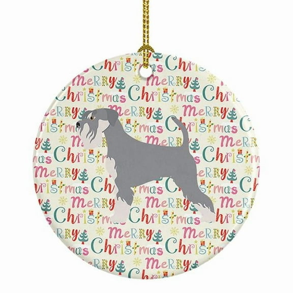 Schnauzer Merry Christmas Ceramic Ornament 2.8 in x 2.8 in
