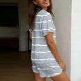 thumbnail image 5 of Cotton Pajamas for Women Set Women's Fashion Striped Ruffled Short-Sleeved Elastic Waist Shorts Pajama Set Gray Xxl, 5 of 6
