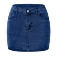 thumbnail image 5 of Jean Skirts for Women Stretchy Mini Skirt with High Waisted Casual Denim Skirt Machine Washable (BU1 S), 5 of 5