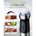thumbnail image 2 of 6-in-1 Immersion Blender Handheld 1000W 20-Speed & Turbo Mode, Scratch Resistance Hand Blender with Dough Hooks, Egg Beaters, Whisk, 800ml Beaker, 600ml Chopper Titanium Blades, BPA-Free, Silver, 2 of 5