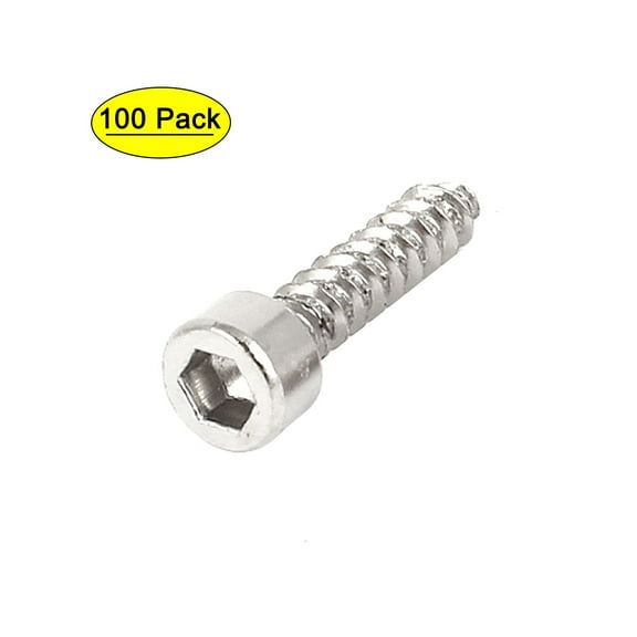 Uxcell M3.5x16mm Nickel Plated Hexagon Socket Cap Head Self Tapping Wood Screws 100 Pack