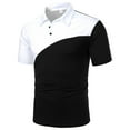 thumbnail image 2 of Men's Polo Shirts Slim Fit Color Block Summer Golf Tops Short Sleeve Button Up Collared Lightweight Breathable T Shirts for Man Black XXXL, 2 of 5
