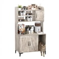 thumbnail image 1 of Yeshouse Arenero para gatos estilo granja con estantes de almacenamiento, mueble oculto para arenero, casita decorativa para gatos de interior con puertas para sala de estar, apartamento o dormitorio, 1 of 6