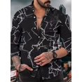 thumbnail image 1 of Camisas de manga larga de otoño para hombre con estampado de rayos Camisa de manga larga Tops casuales para hombre Ropa de calle de un solo pecho para hombre, 1 of 6