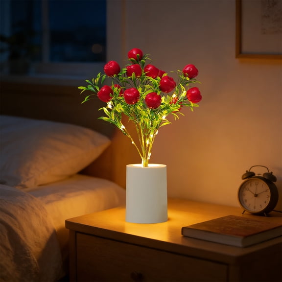 Simulated Fruit Night Light LED Potted Plant, Multicolor Plastic Bedside Lamp, Creative Desktop Ambient Light for Bedroom or Living Room Home Decor, Battery Powered