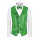 thumbnail image 5 of Chaleco sin mangas brillante de lentejuelas INSPIRE CHIC para hombres, corte slim fit, cuello en V, fiesta disco, corbata de moño, verde L, 5 of 5