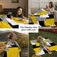 thumbnail image 3 of Yellow Grey Color Block Throw Blankets, Abstract Modern Geometric Soft Fleece Blanket Decorative for Home Sofa Couch Chair Living Bedroom, 60x80 inches, Black White, 3 of 8