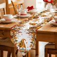 thumbnail image 2 of Fall Orange Pumpkins Table Runner Linen Burlap Table Runner 72 Inches Long Thanksgiving Autumn Gnomes Floral Leaf Dresser Scarves for Kitchen Island Coffee Dining Room Party Holiday Decor 13"x72", 2 of 8