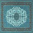 thumbnail image 1 of Ahgly Company Indoor Square Medallion Light Blue Traditional Area Rugs, 3' Square, 1 of 4