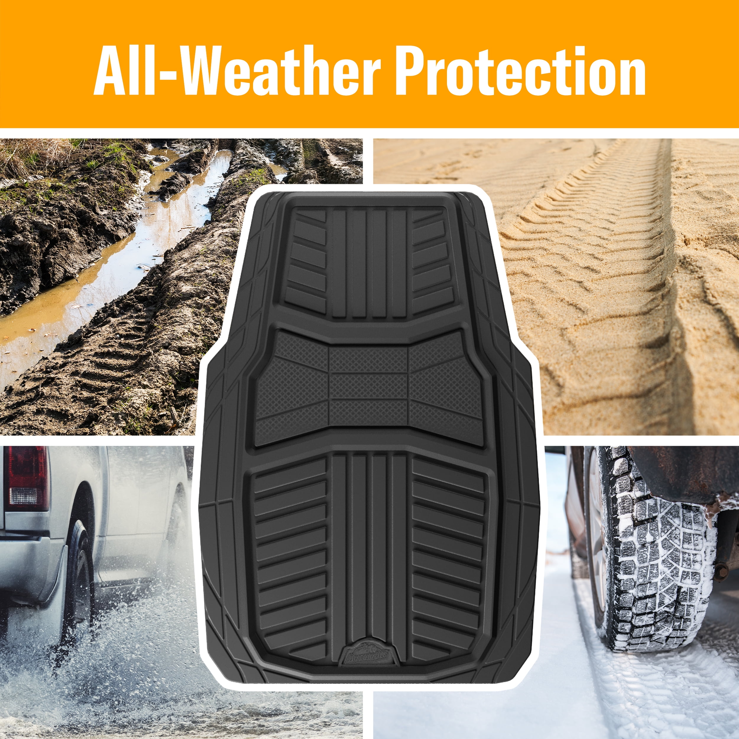 Armor All 3-Piece Black Full Coverage Floor Mats with Reinforced Heel Pad & Anti-Slip Cleats