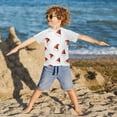 thumbnail image 3 of FORMRS Boys Rash Guard with Short Sleeves UPF 50+ Swim Shirts Sizes 3-12T, Cute Santa Hats Pattern, 3 of 6