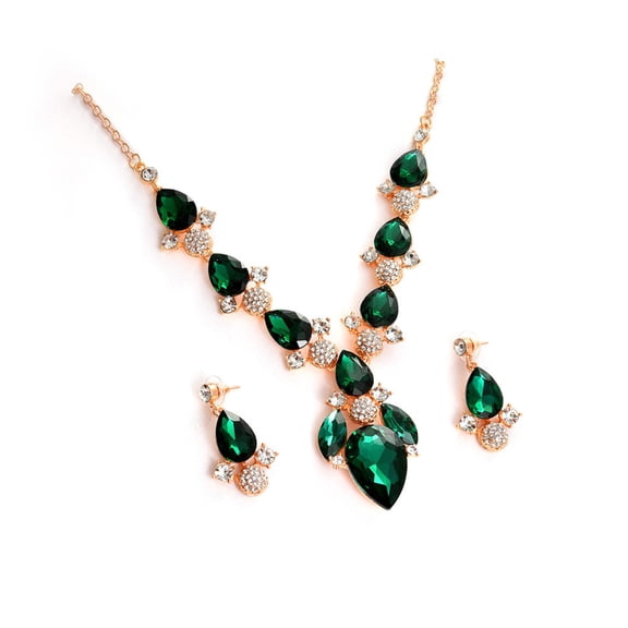 SOHI Women's Green Gold Plated Designer Stone Jewellery Set