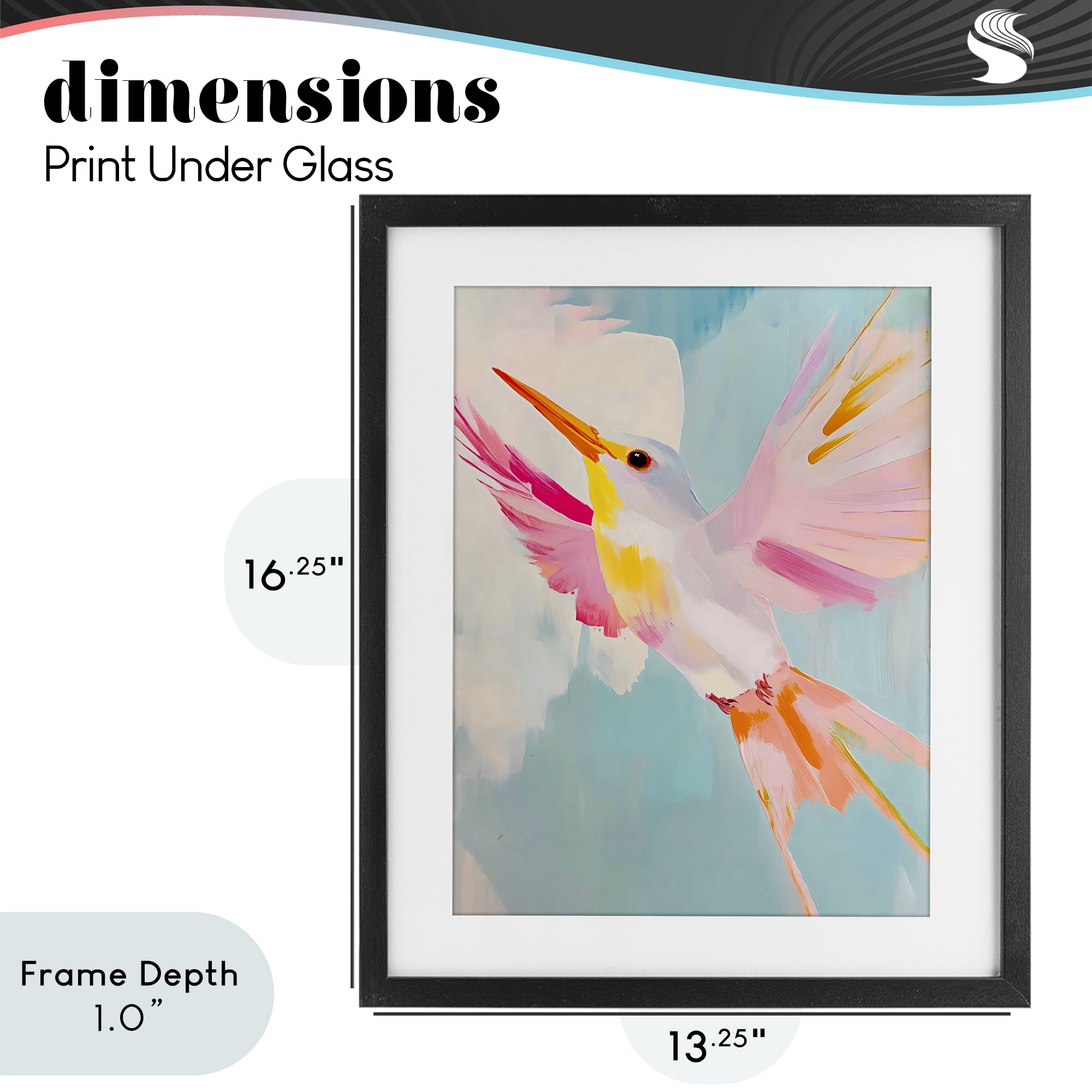 Stupell Industries Pastel Hummingbird Soaring Black Framed Print Under Glass, design by The Prints Vibe