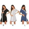 thumbnail image 2 of Women's Nightdress Convenient Nursing Nightgown Short Sleeve Button Sleepwear Casual Loungewear Dress, 2 of 5