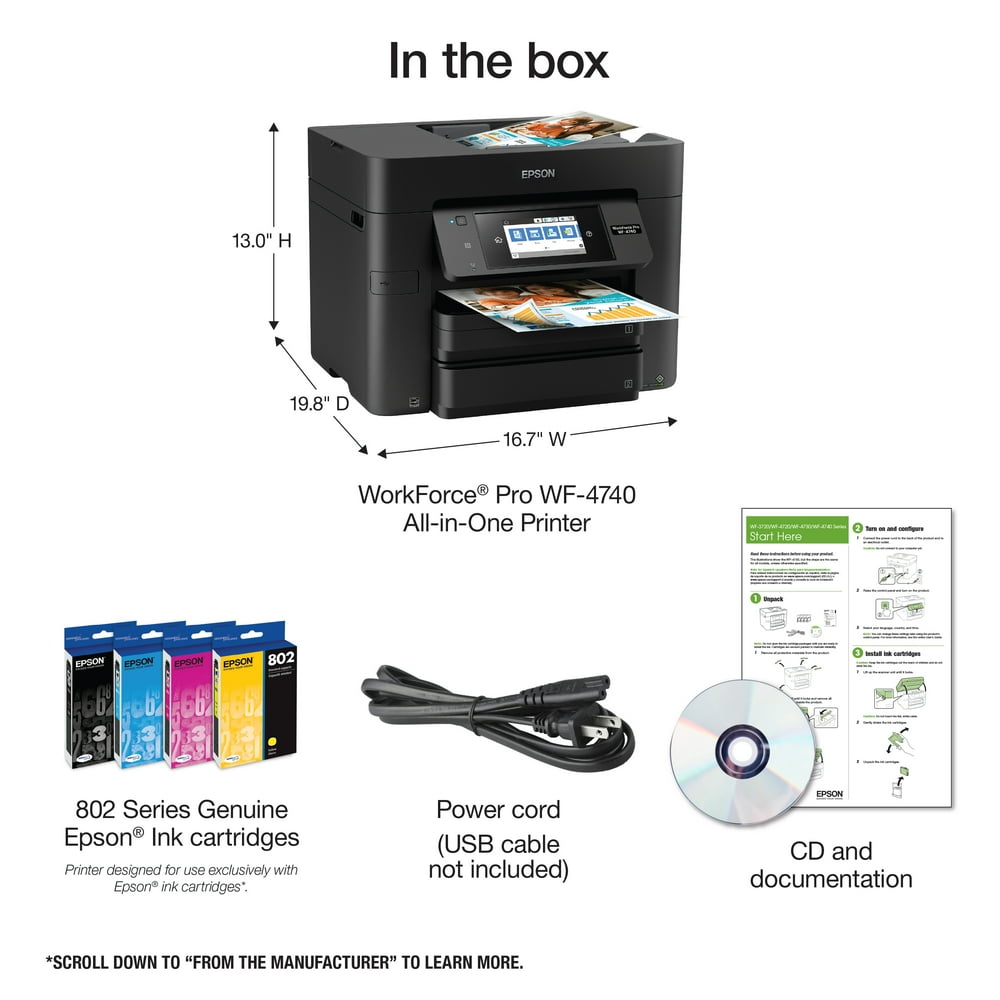 Epson WorkForce Pro WF4740 Wireless AllinOne Color Inkjet Printer