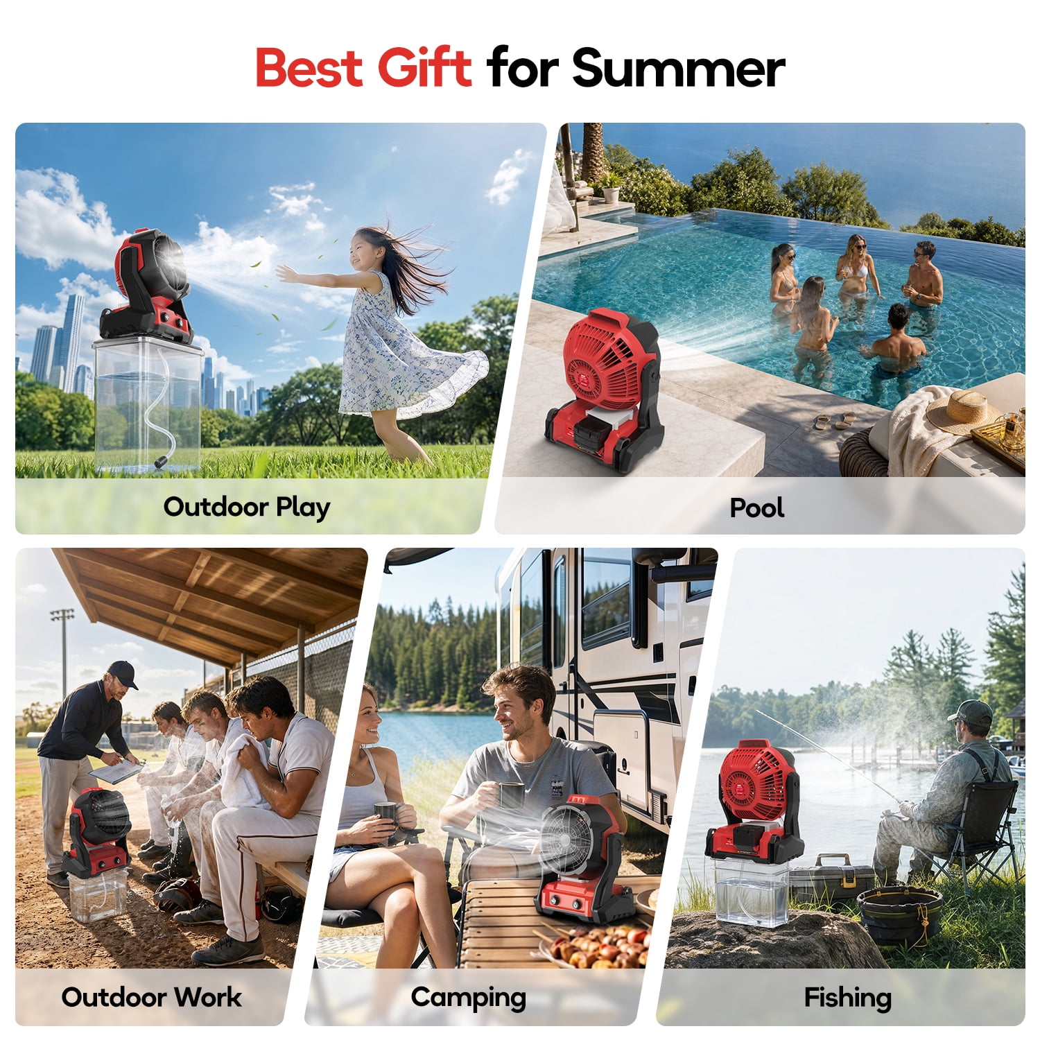 Portable Misting Fan for Milwaukee M18 Battery, Cordless Personal Cooling Fan with USB Port & Hanging Hook, Adjustable Speed for Outdoor/Indoor Use (Bare Tool)