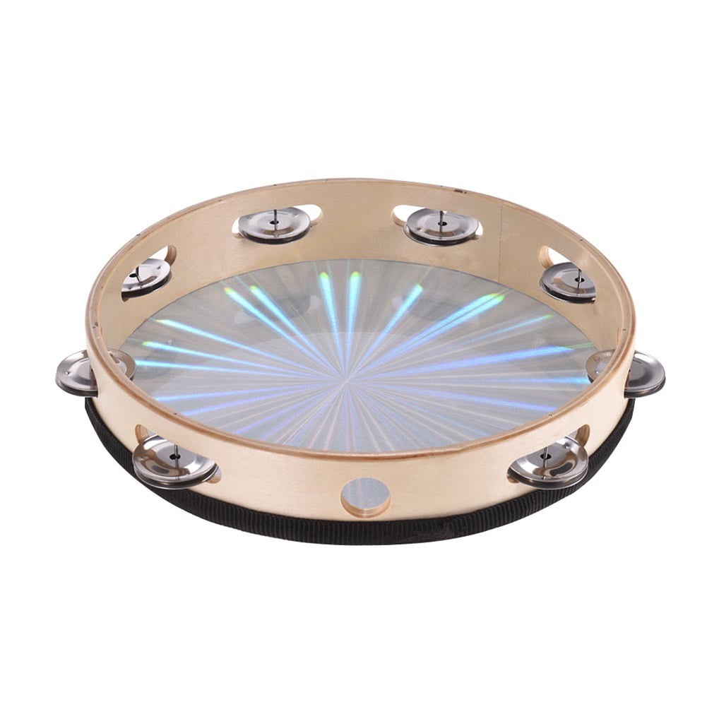 AYYUFE 10inch Reflective Tambourine Single Row Bell Jingle Percussion Instruments