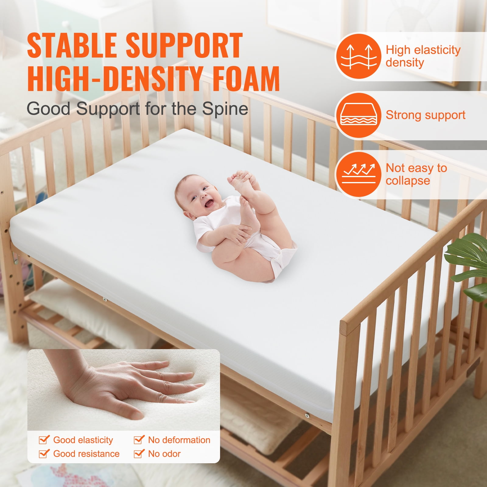 Vevor Crib Mattress Two Sided Breathable Toddler Mattress Of Memory Foam Baby Mattress For Infant And Toddler With 2 Waterproof Covers For Replaceme