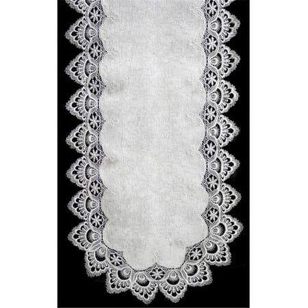 

H8139-F1 White Lace Oval Runner 14 x 28 in.