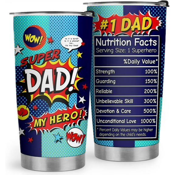 Gifts for Dad - Dad Gifts from Daughter Son Wife - Dad Birthday Gift, Christmas Gifts for Dad, Father''s Day Gifts - 20oz Super Dad Stainless Steel Tumbler
