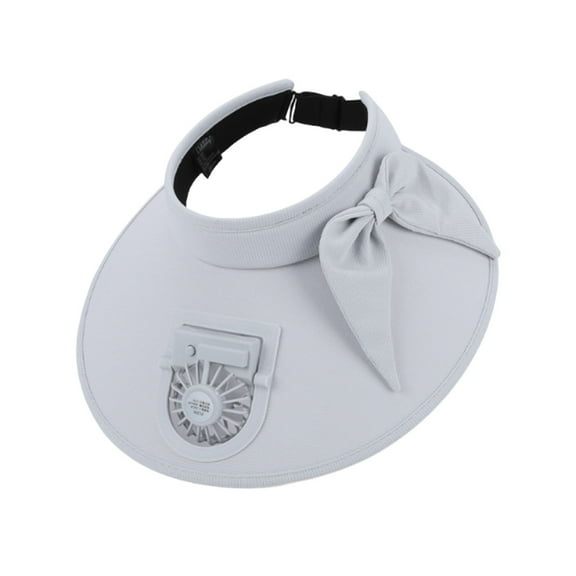 Travel Essentials 360 Degree Fan Rotating Sun Visor USB Charging Protection Large Sun Hat Hollow Hat Gray