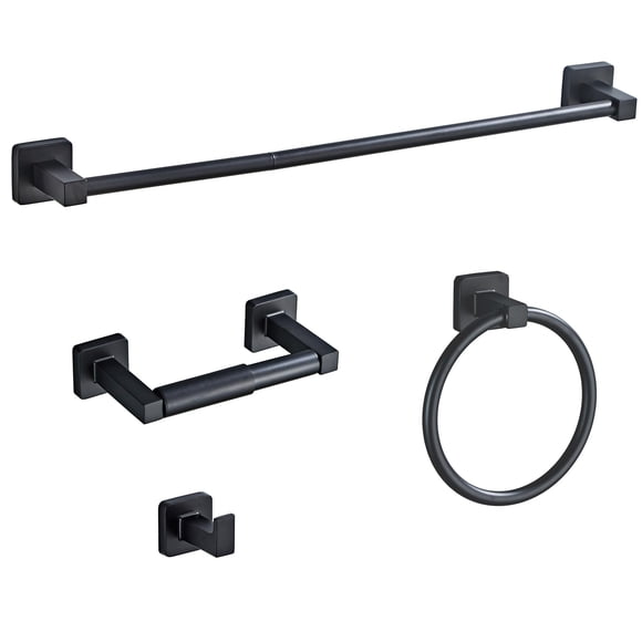 Set de herrajes para baño Bluebyrne, negro mate, 4 piezas