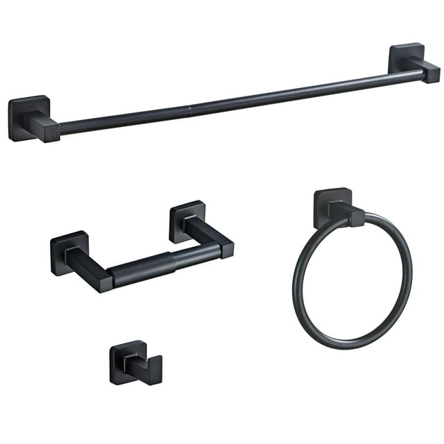 Set de herrajes para baño Bluebyrne, negro mate, 4 piezas
