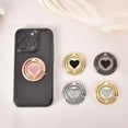 thumbnail image 4 of WODOXIN Black Bling Phone Grip Stand, Double Ring Rhinestone Heart 360° Rotating Finger Holder, Adhesive Kickstand for iPhone & Android, 4 of 11