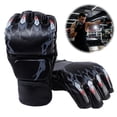 thumbnail image 4 of Gants de Boxe Rouges à Demi-Doigts, Mitaines d'Entraînement de MMA pour Adultes, Sac Lourd en Cuir PU et Coussinets d'Esparring pour Muay Thaï, Kickboxing, Karaté, Taekwondo, Durables, 4 of 8