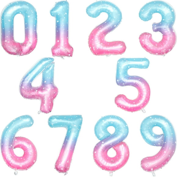 YSNOOWE 10 Pcs Ballons Chiffres Ballons en Film d'Aluminium Décoration pour Anniversaire et Fête