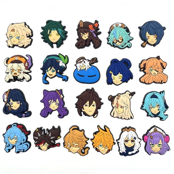 21 PCS Genshin Impact Cute Cartoon PVC Shoe Charms for Decoration Unisex