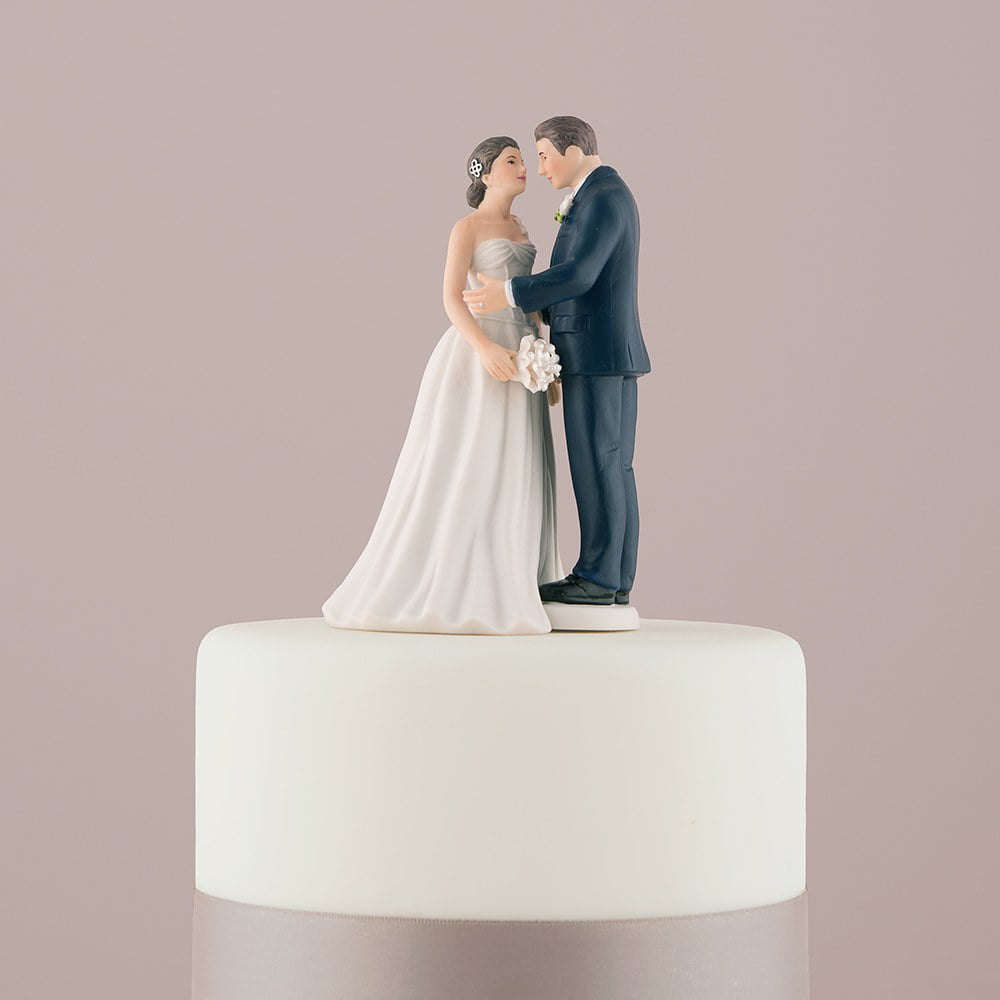 FARO WHITE CAKE DECORATION TOPPER UNGLAZED BRIDE & GROOM JUST MARRIED NEW 