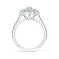 thumbnail image 2 of Angara Natural 0.33 Ct. Emerald with Diamond Vintage Inspired Ring in 14K White Gold for Women (Ring Size: 11.5), 2 of 10