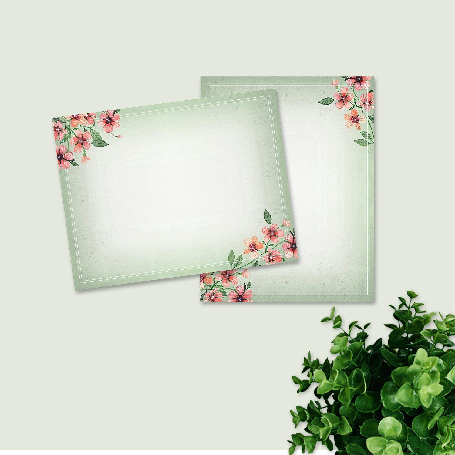 100 Stationery Writing Paper, with Cute Floral Designs Perfect for