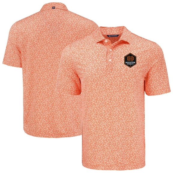 Men's Cutter & Buck  Orange Houston Dynamo FC Pike Eco Flora Print Recycled Polo