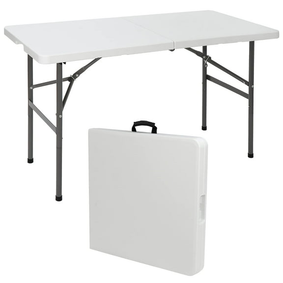 Portable Folding Table 4ft, Indoor Outdoor Heavy Duty Portable w/Handle, Lock for Picnic, Party, Camping
