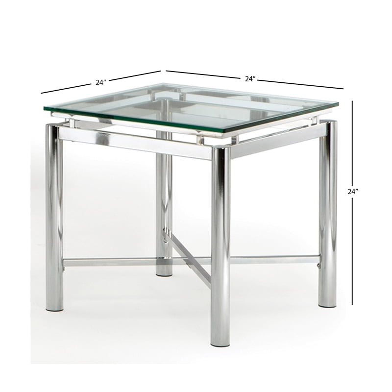 Steve Silver Co. Nova Contemporary Glass Top and Chrome Base End Table 