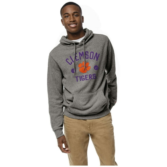 Men's League Collegiate Wear Heather Gray Clemson Tigers Heritage Tri-Blend Pullover Hoodie