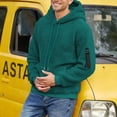 thumbnail image 3 of yuCgh Men's Fuzzy Fleece Hoodie, Oversized Cozy Warm Hooded Sweatshirt with Pocket, Winter Outerwear Pullover for Cold Weather Comfort and Style,Dark Green XL, 3 of 6