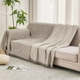 thumbnail image 3 of Couch Cover Sofa Covers for 3 Cushion Sectional Couch Covers L Shape Couch Cover with Tassel Sofa Protector Washable Reversible Chenille Sofa Slipcover for Pet (Khaki,XLarge（71 * 134), 3 of 15