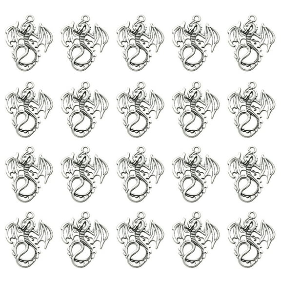 NUOLUX 20pcs Alloy Flying Dragon Shape Pendants Charms DIY Jewelry Making Accessory for Necklace Bracelet (Antique Silver)