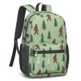 thumbnail image 2 of Bigfoot and Feather Green Pattern 17" School Backpacks for Teens,Waterproof Oxford Fabric,S-Shape Padded Straps for School,Travel,Hiking,Camping, 2 of 6
